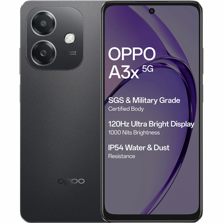OPPO A3x (Sparkle Black, 4 GB + 64GB)